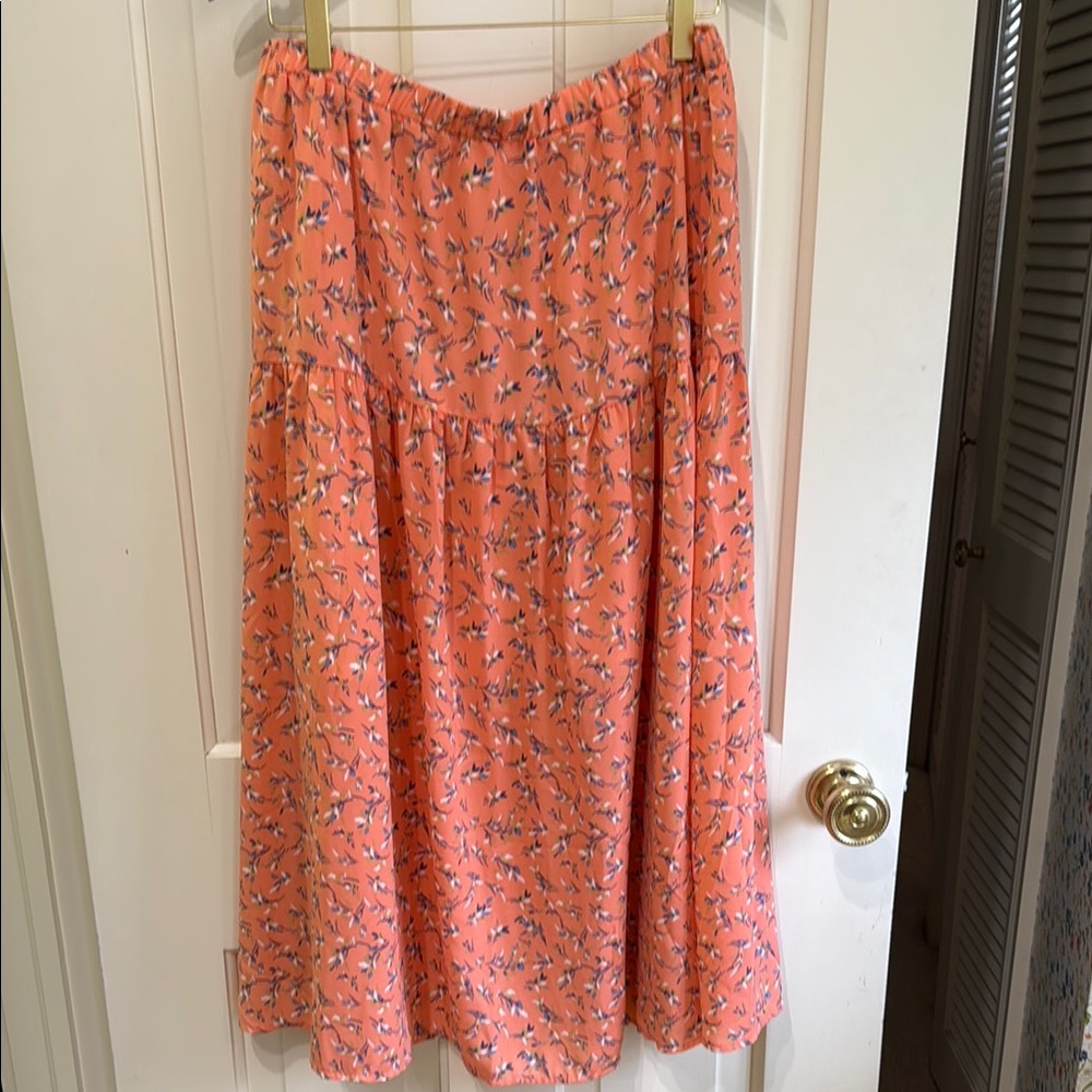 Lush Coral floral print maxi skirt - large
